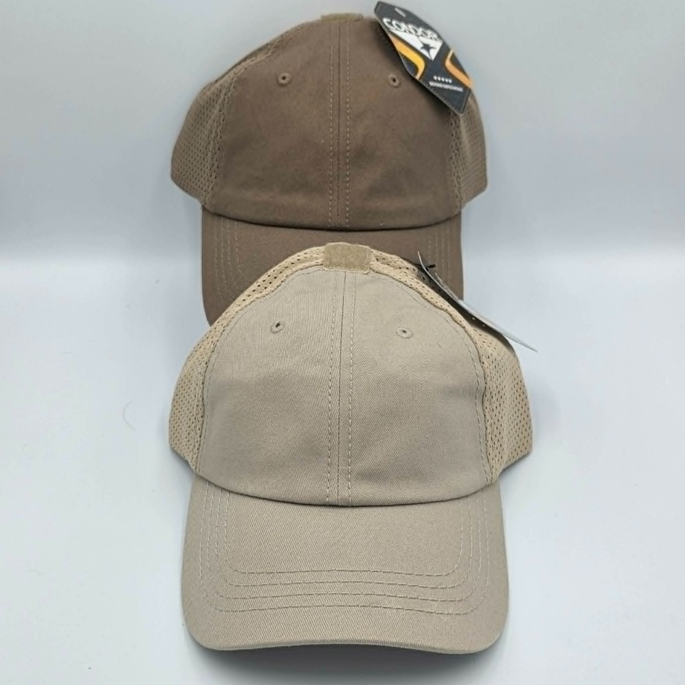 Condor Mesh Tactical Team 2Pk Cap Tan & Brown Hook and Loop Patch Hat Mens OSFM